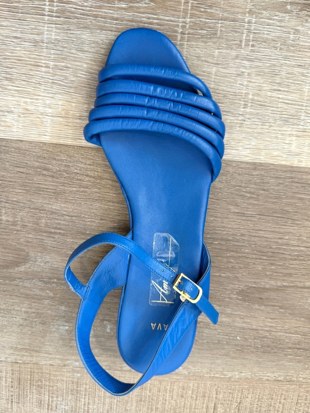 Amalfi Ava Size 7.5 Blue Leather Heeled Slingback Sandals